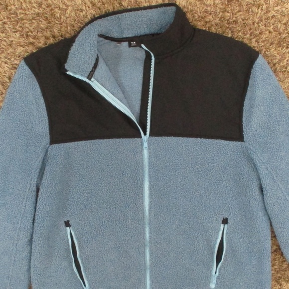 Under Armour Jacket Men's Large Blue Black Golf Fleece Zip Fuzzy Soft Sweatshirt - Picture 3 of 7